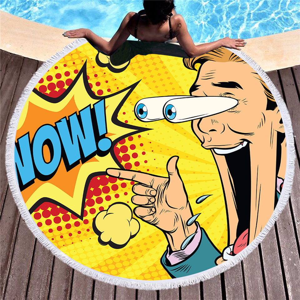 Retro Round Printed Beach Towel