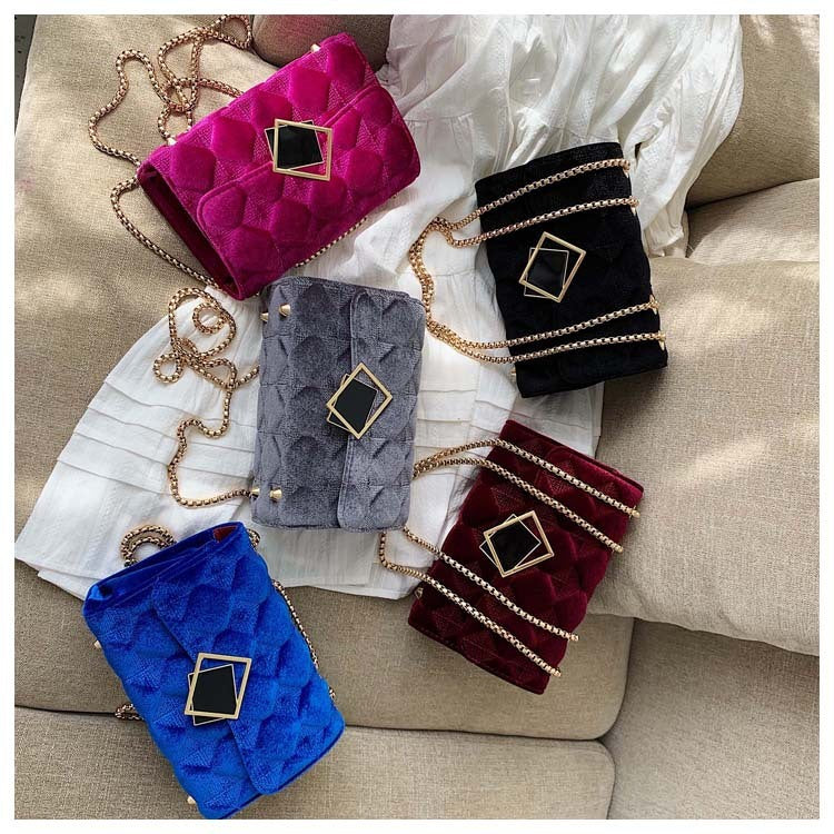 Velvet Diamond Chain Bag