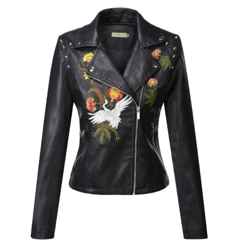 Embroidered Leather Jacket