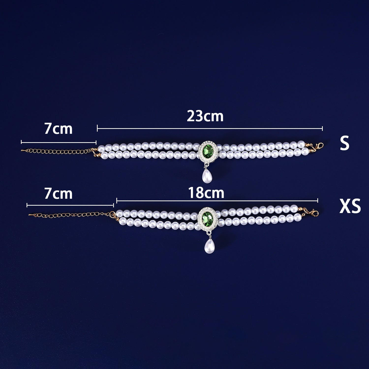 Double-layer Pearl Pet Necklace Maltese Puppy Luxurious Color Gem Pendant Princess Collar