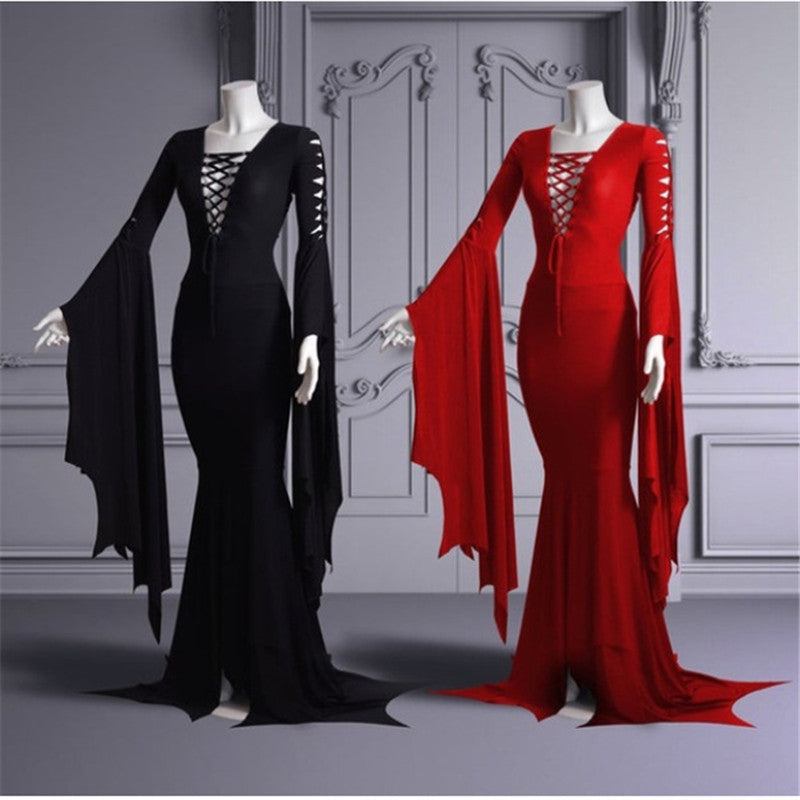 Big Swing Sleeves Strappy Hip Dress