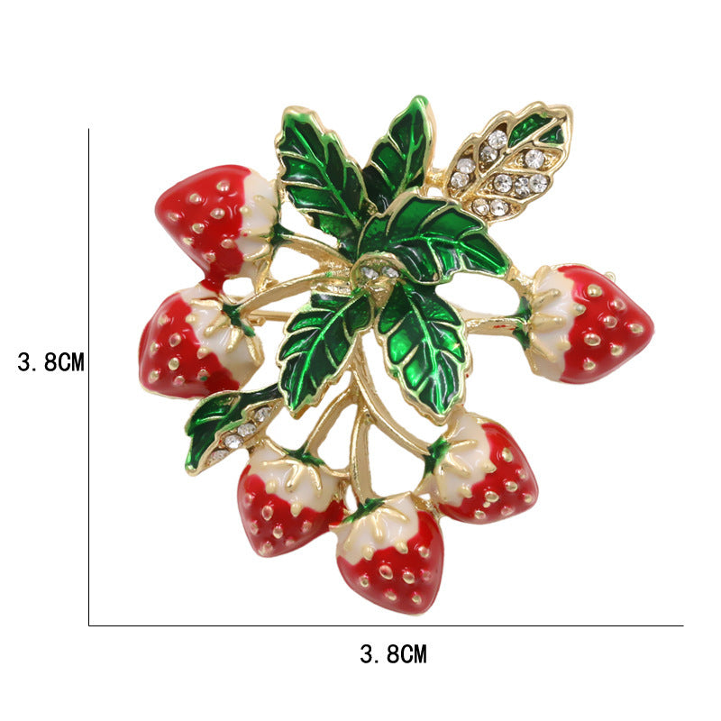 Dripping Oil Plating Strawberry Brooch