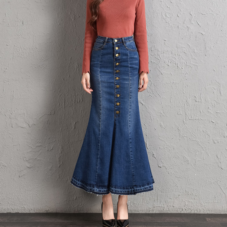 Button Up Mermaid Denim dress
