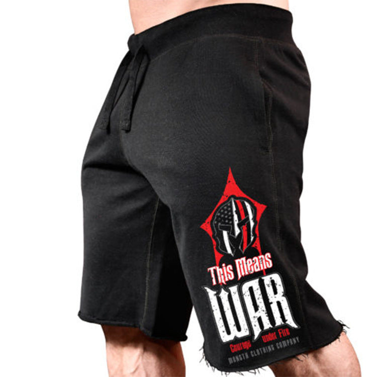 Sports Running Casual Big Print Cotton Elastic Shorts