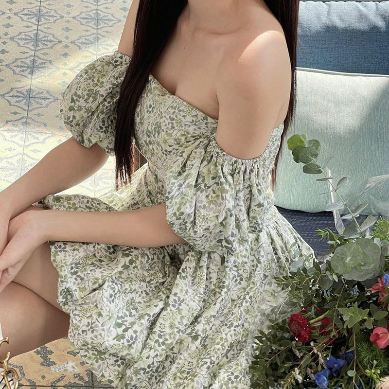Fragmented Flower A Swing Off Shoulder Two Wear Dress