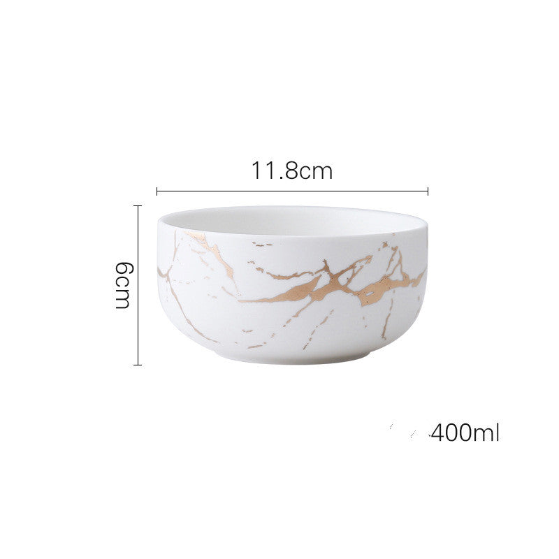 Marble Gold Ceramic Household Plate