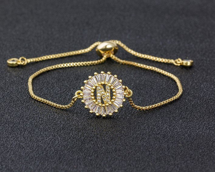 Copper Inlaid Zircon Color Message Bracelet