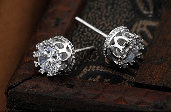 925 Sterling Silver Earrings Crown Hypoallergenic Earrings Exquisite Jewelry Fashion Jewelry Lovers
