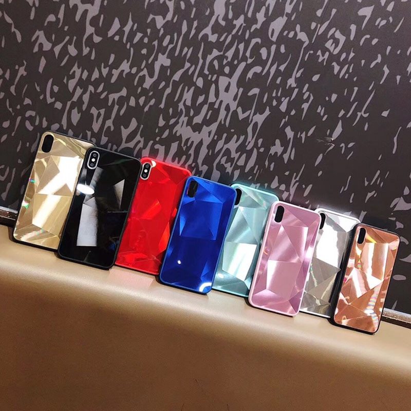 Compatible With Apple, Glitter Diamond Texture Case For X XS Max XR 7 Plus Mirror Acrylic Back Cover Cases For 6 S 7 8 Plus