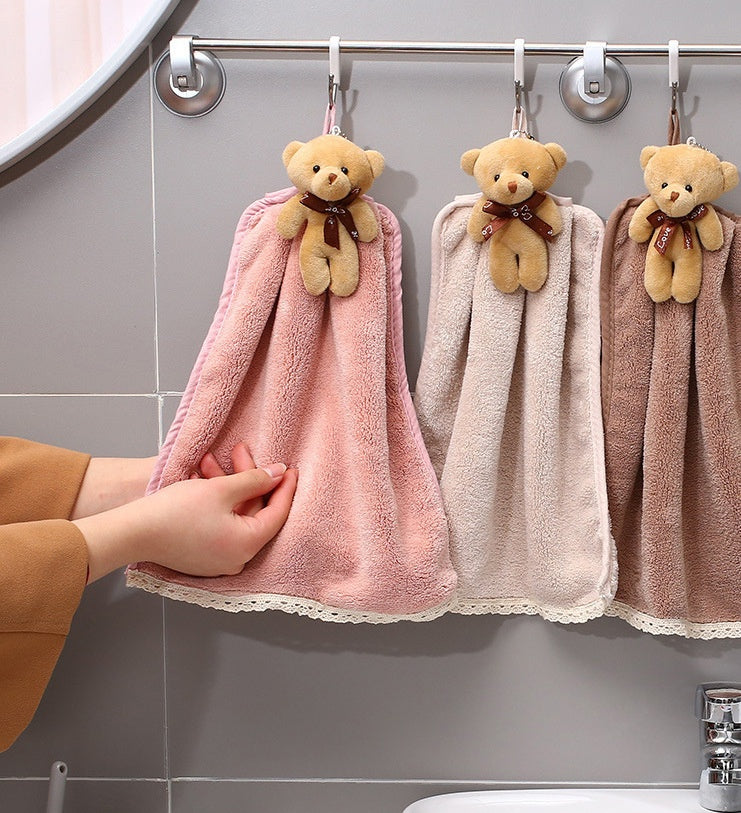 Coral Velvet Dish Towel Bathroom Hanging Absorbent Towel