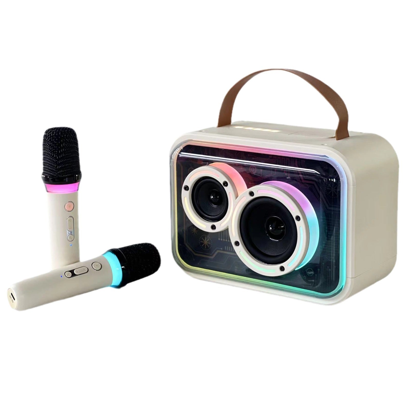 Bluetooth-Compatible Speaker Colorful RGB Portable Karaoke Wireless Stereo