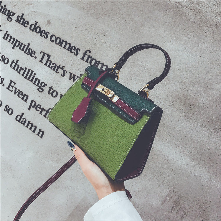 Lychee Print Color Contrast Kelly Bag Small Bag