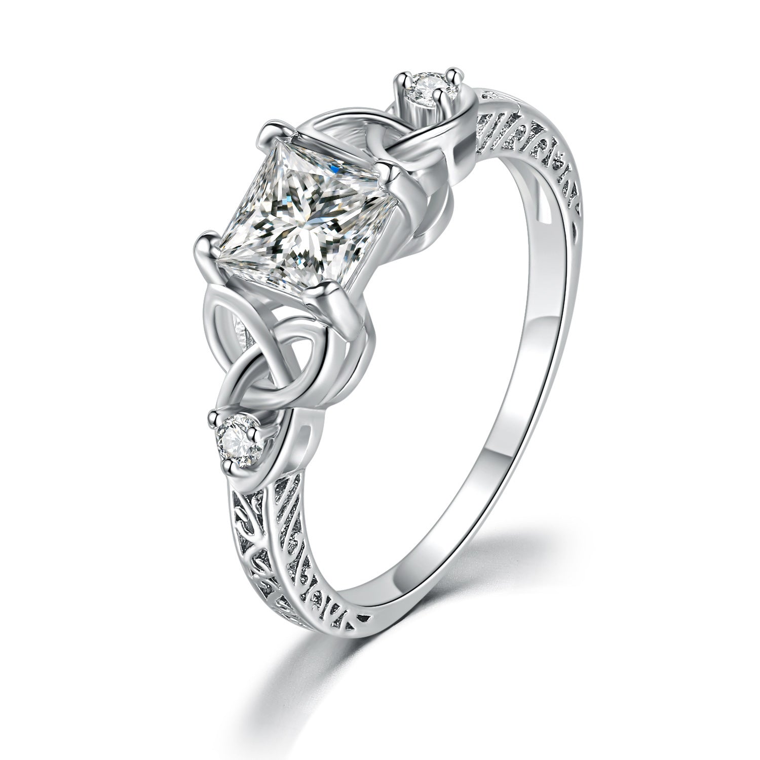 Zircon Micro-Plated White Gold Ring