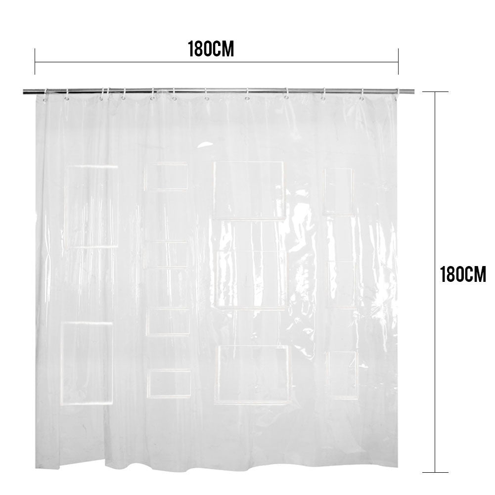 Multifunctional Transparent Pocket Shower Curtain