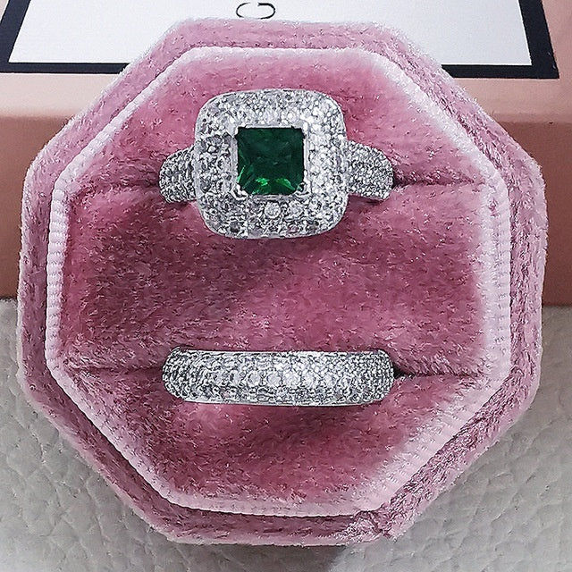 Fashionable And Luxurious 925 Sterling Silver Wedding Ring Set