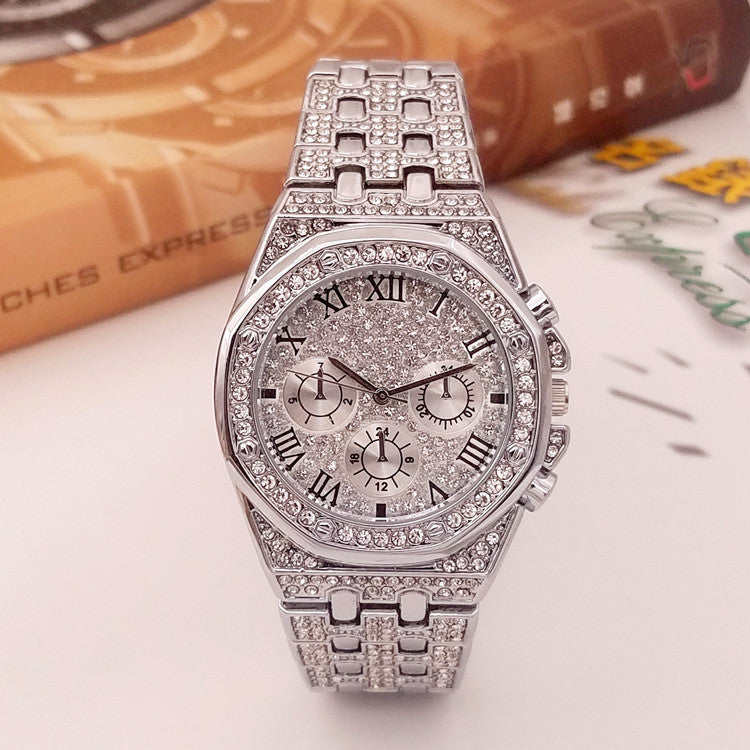 Three-Eye Diamond Gypsophila Quartz Watch