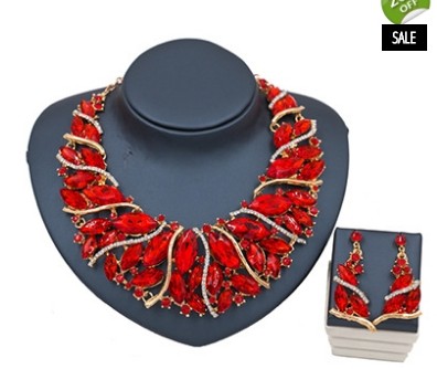 Color Exaggerated Bride Necklace, Earrings Set