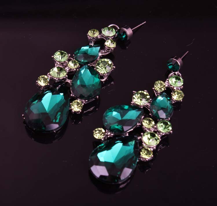 Green Crystal Necklace Earring Set Africa
