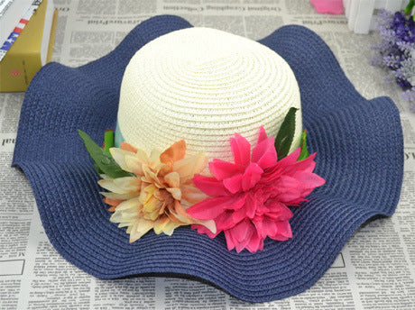 Women's Summer UV Protection Sun Protection Big Brim Sun-Proof Straw Hat Summer Hat Wave Flower Sun Hat Beach Hat