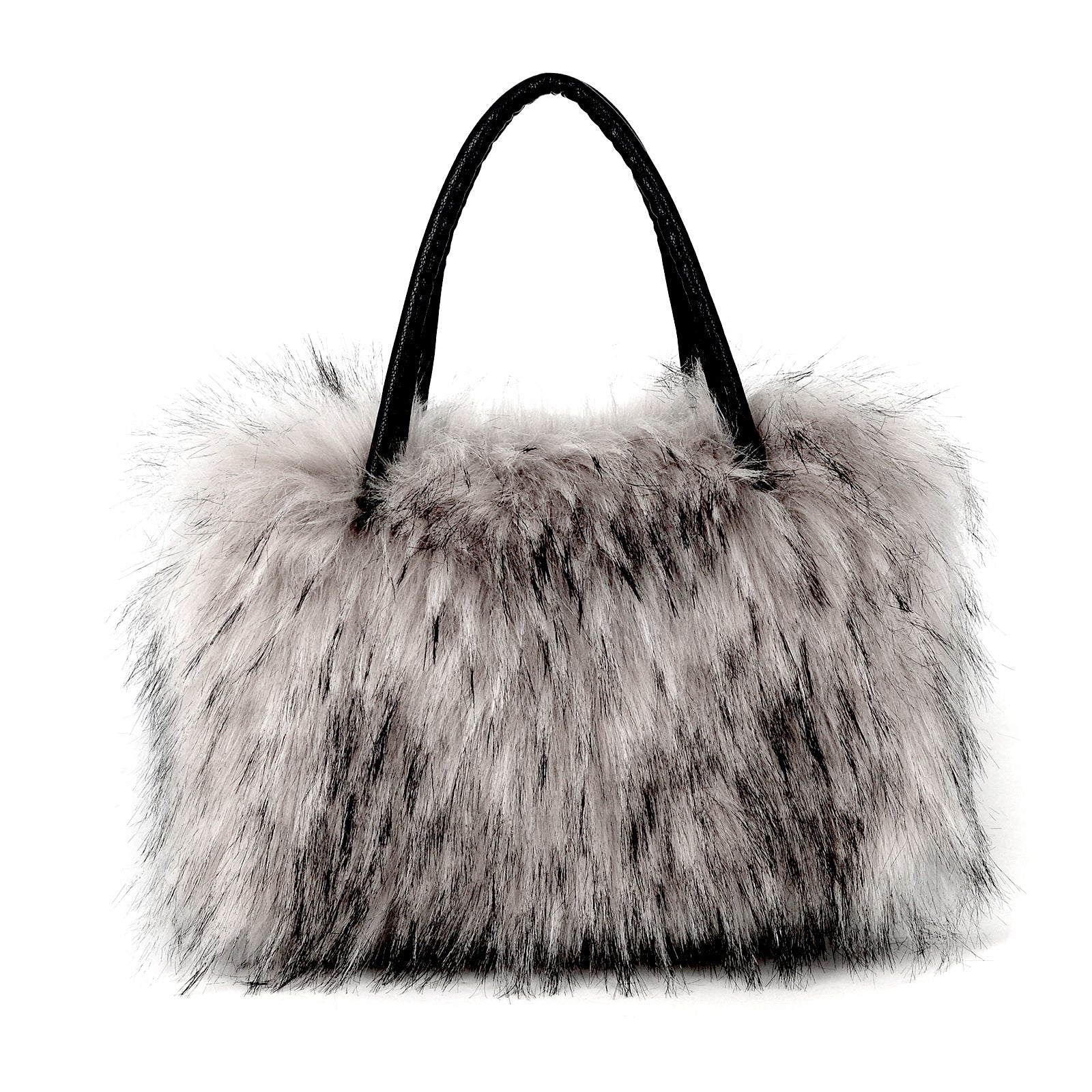 European And American Square Plush Bag Artificial Fur Raccoon Fur Portable Large Capacity Totes