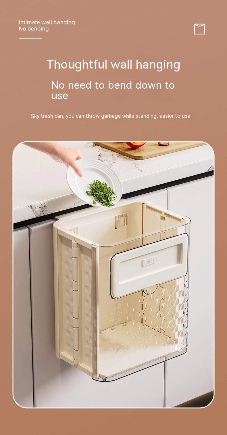 Household Kitchen Folding Trash Can Wall Hanging Punch-Free Trash Can
