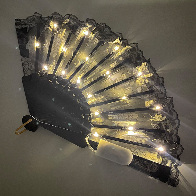 Rose Lace LED Luminous Folding Fan