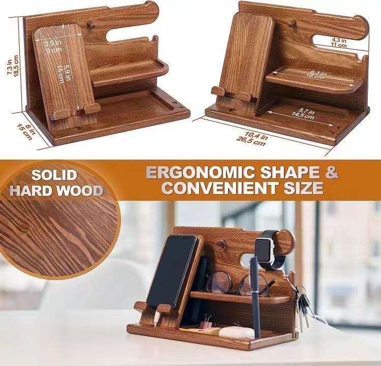 Solid Wood Phone Stand Desktop Creative Storage Rack