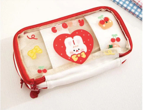 Japanese Transparent Girl Heart Pen Bag