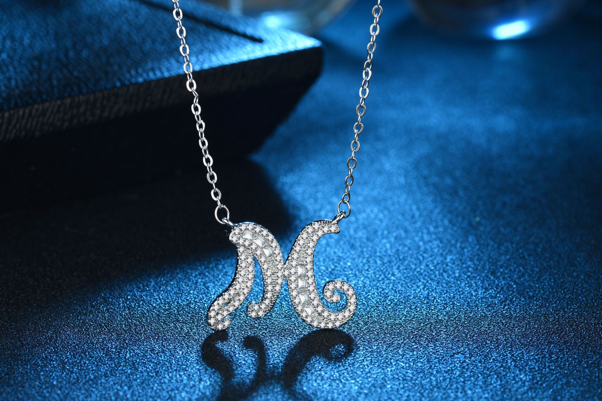 English Letter Super Flash Zircon Necklace