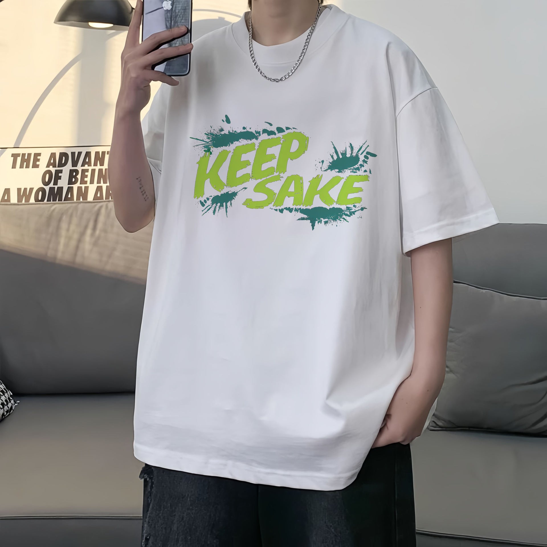 Short-Sleeved T-shirt Men's Cotton Printed Top