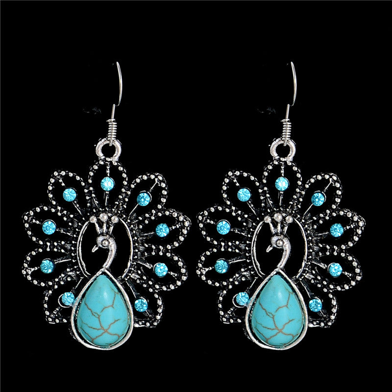 Turquoise Peacock Earrings
