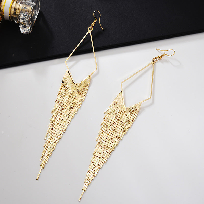 Bohemian Ethnic Diamond Tassel Earrings