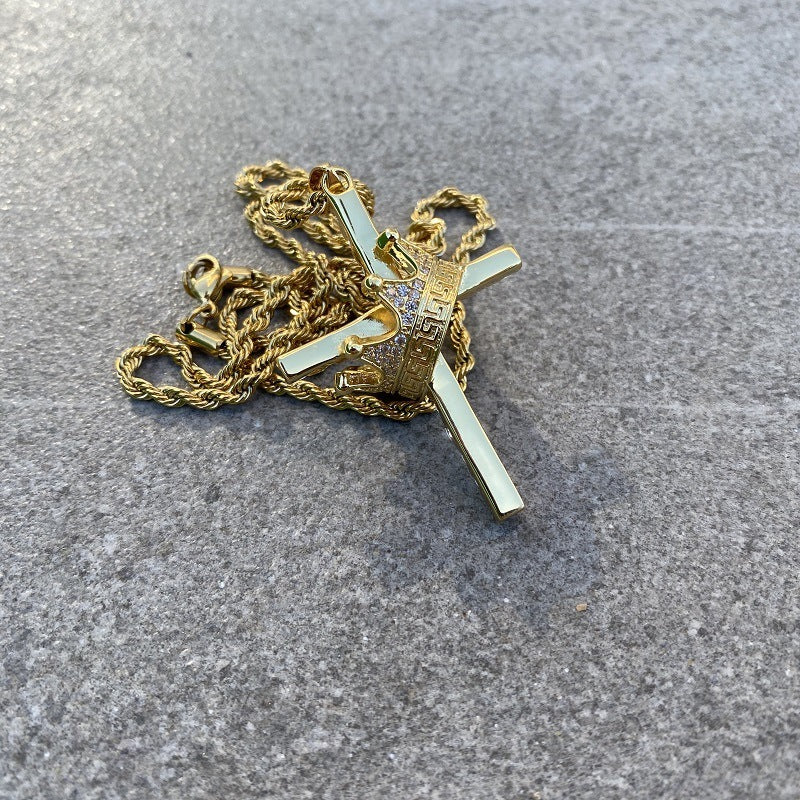 Hip Hop Crown Zircon Necklace