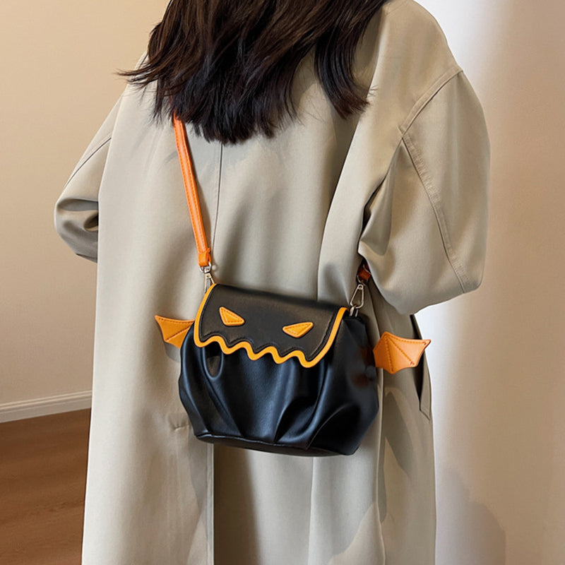 Funny Crossbody Bag Pumpkin Cartoon Shoulder Bags With Small Wings Personalized Creative Female Handbag