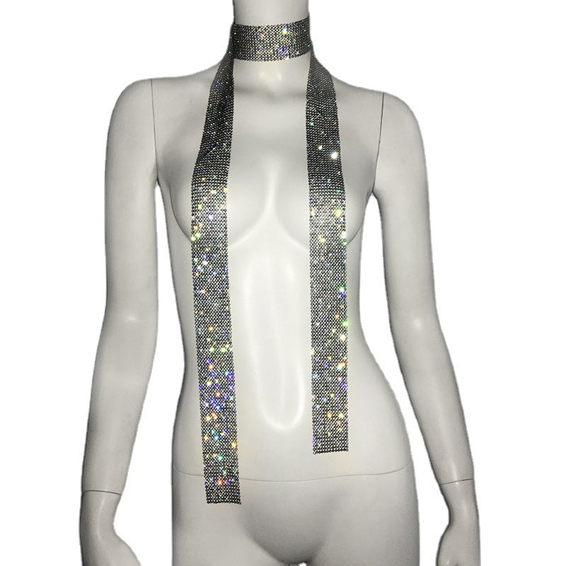 Metal Sequins Scarf Rhinestone Necklace Accessories