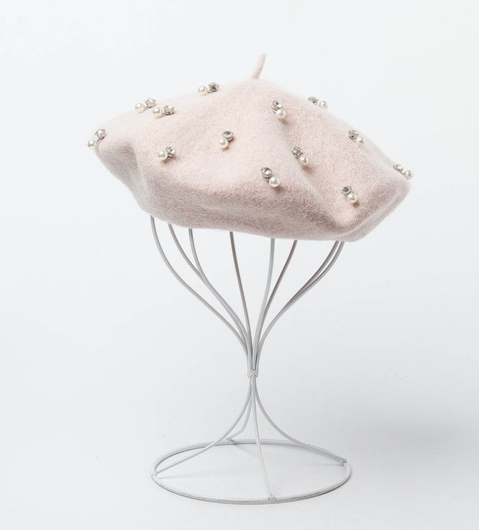 Rhinestone Wool Beret