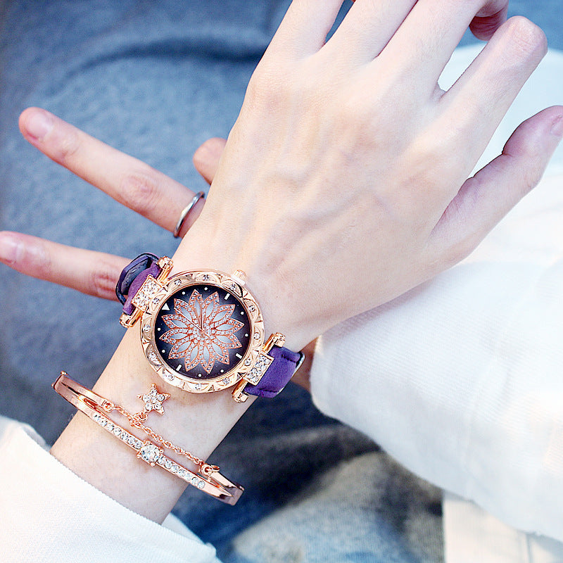 Rotating Ladies Net Red Quartz Watch Casual