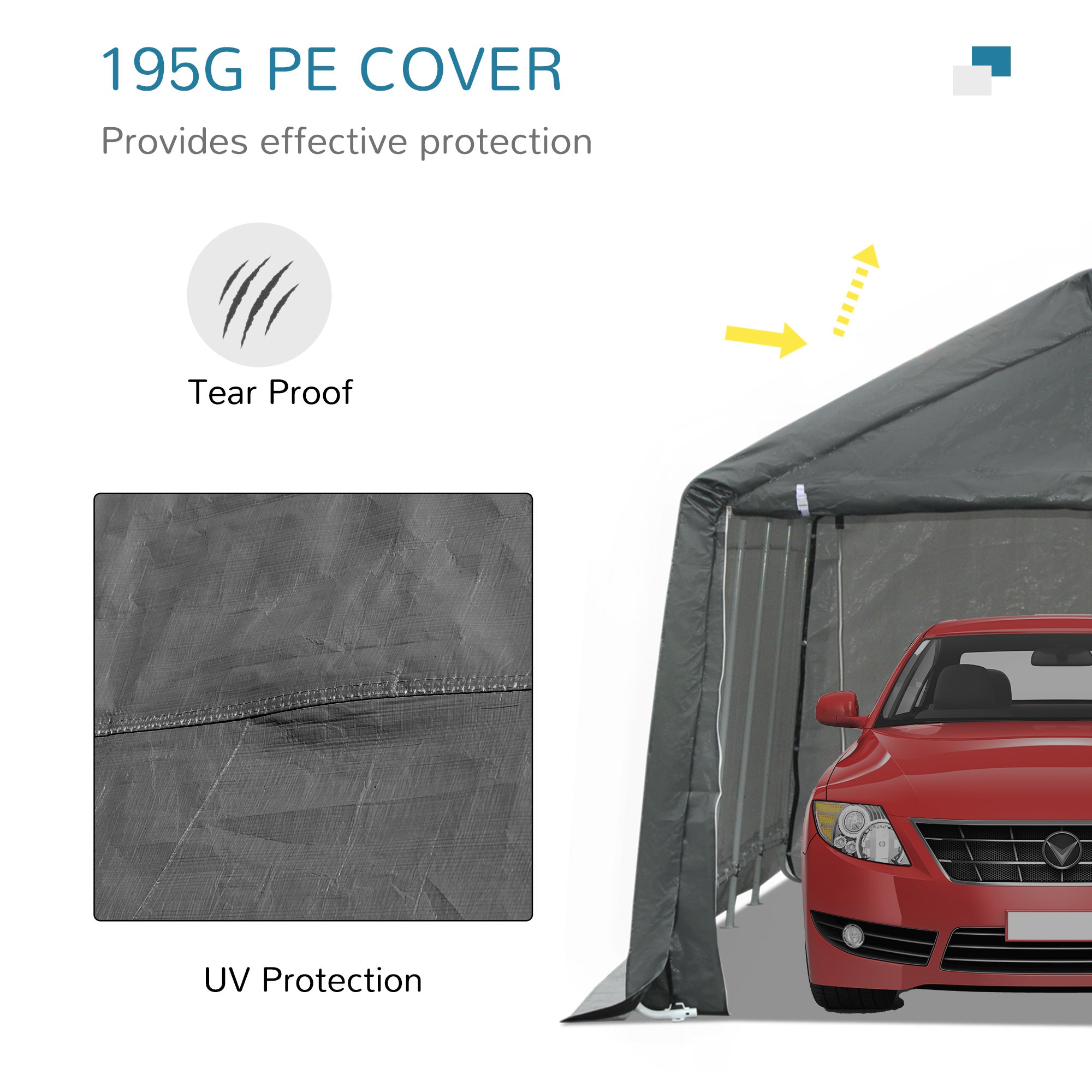 20' x 12' Heavy Duty Outdoor Temporary Carport Canopy Tent - Gray