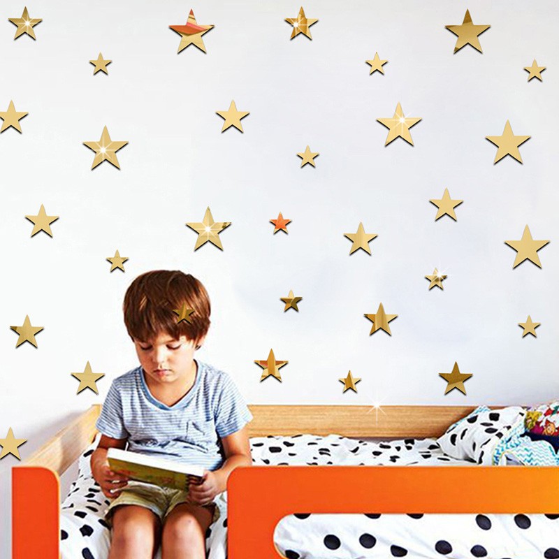 Five-Pointed Star Mirror Sticker Cartoon Children Room Wall Sticker