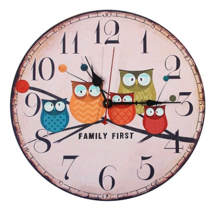 European and American Style Rustic Wall Clock Owl Series Wall Clock Retro Wall Clock