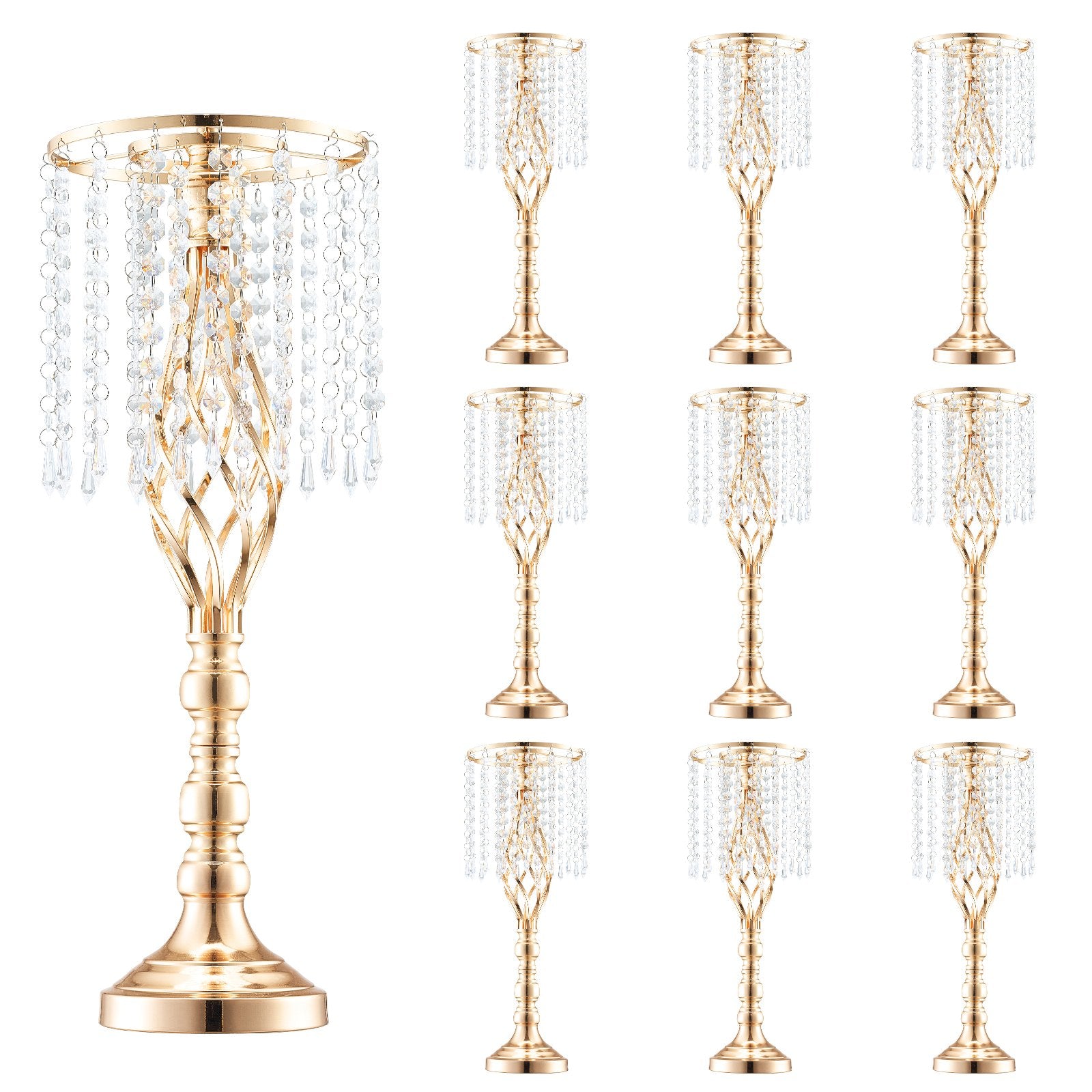 10PCS 55cm/21.65” Tall Crystal Wedding Flower Stand Vase For Party Decor