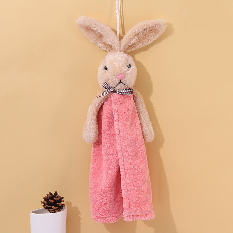 Coral Velvet Hanging Rabbit Towel