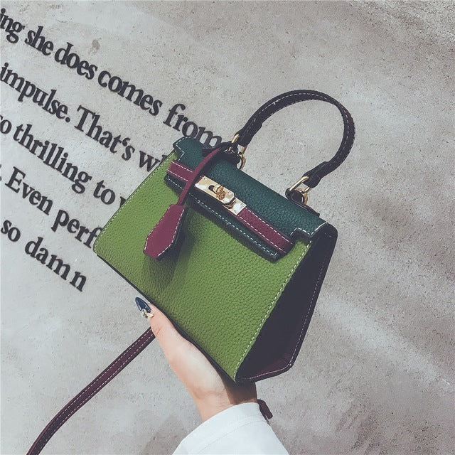 Lychee Print Color Contrast Kelly Bag Small Bag