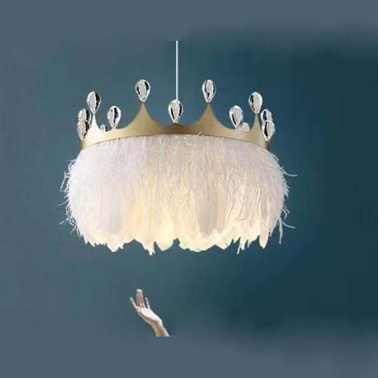 Crown Crystal Feather Bedroom Lamp