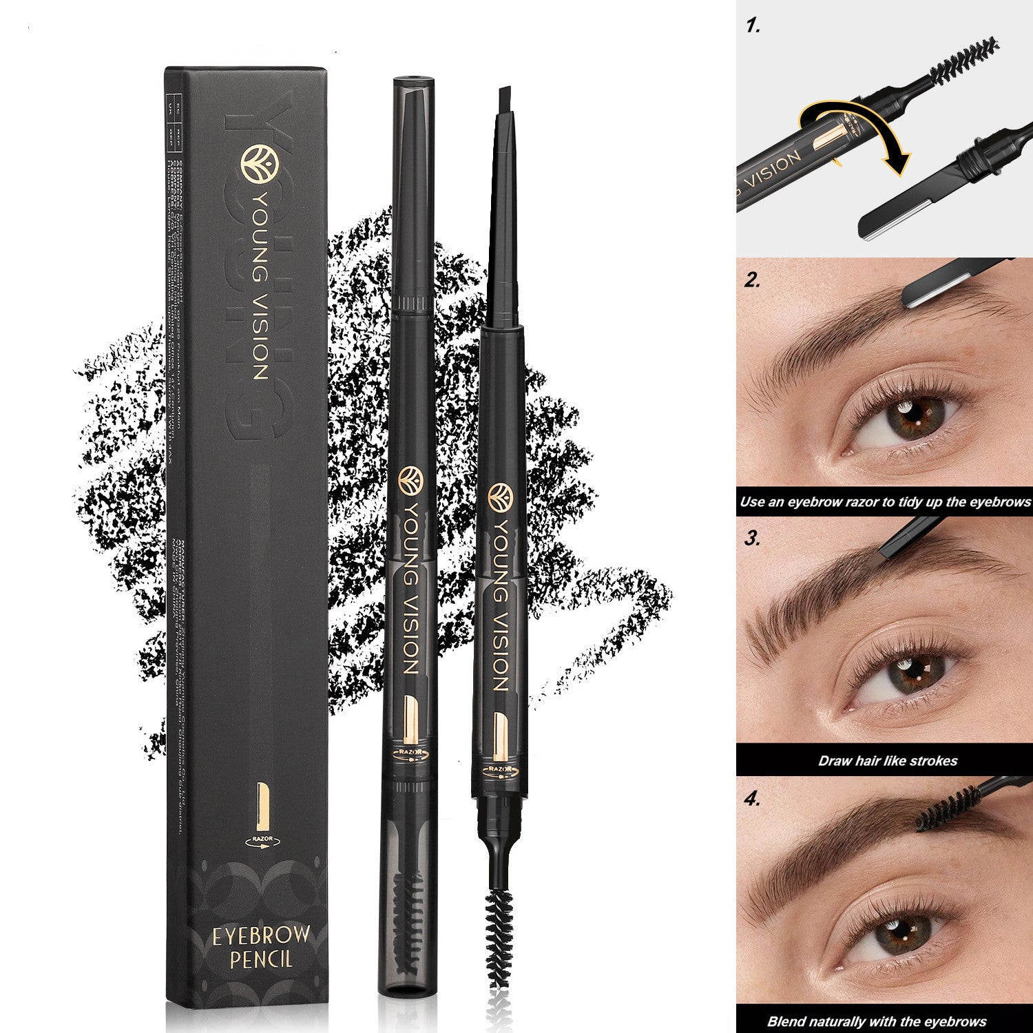 Fog Sense Three in One Eyebrow Pencil Waterproof Smear-Proof