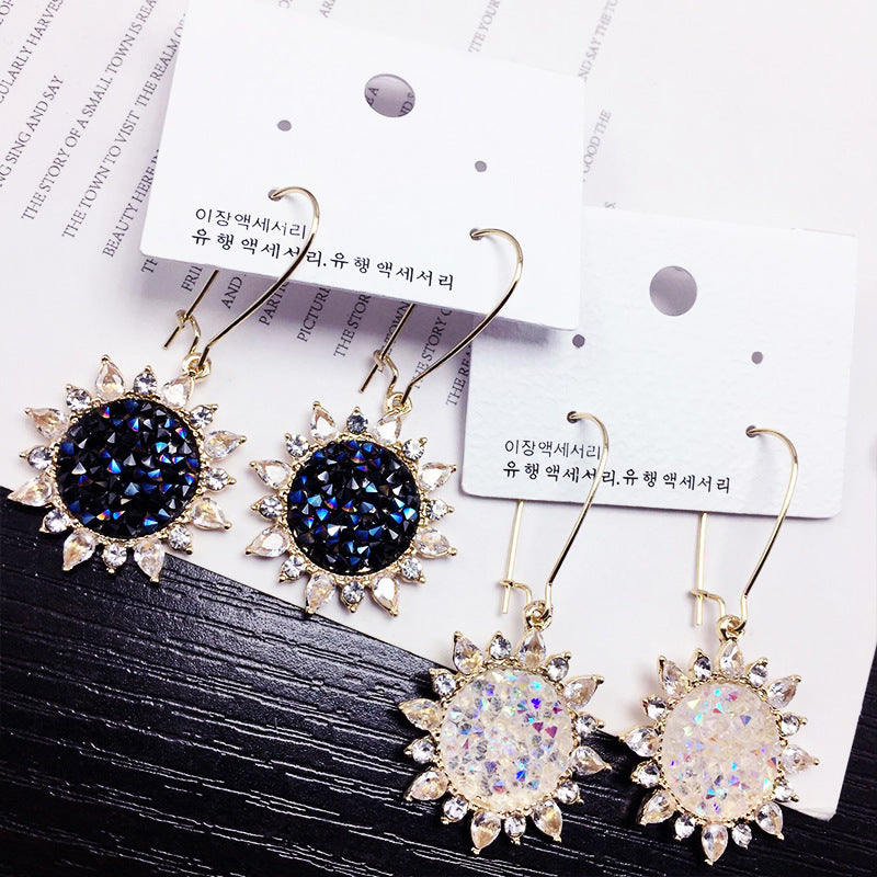 Broken Diamond Sun Flower Earrings