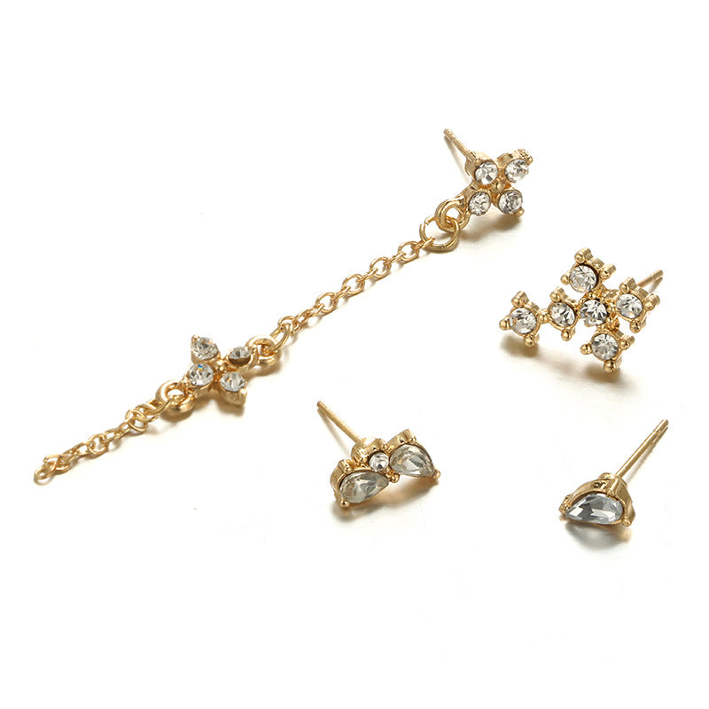 Rhinestone Chain Tassel Earrings