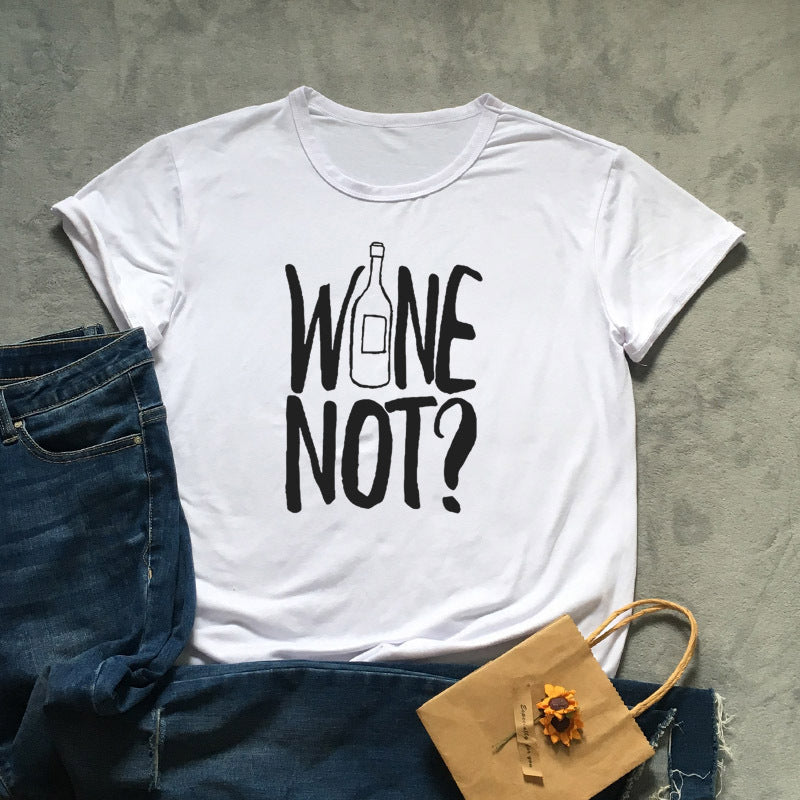 Women's Fashion Short Sleeve Crew Neck Letter Print T-Shirt