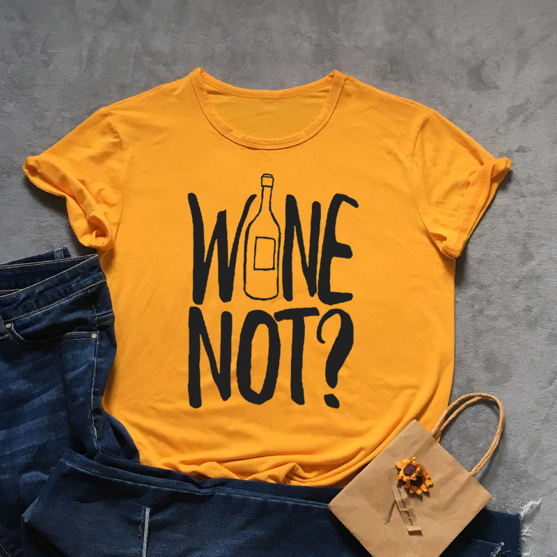 Women's Fashion Short Sleeve Crew Neck Letter Print T-Shirt