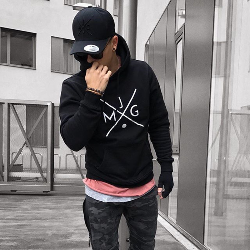 Autumn New Muscle Brother Sports Sweater Men's Hooded Fitness Clothing Running Cotton Long-Sleeved T-Sleeve